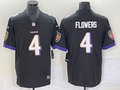 Men's Baltimore Ravens Zay Flowers #4 Black Team Game Jerseys