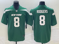 Men's New York Jets Aaron Rodgers #8 Gotham Green Game Jerseys