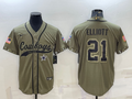 Men's Dallas Cowboys Ezekiel Elliott #21 Olive 2022 Salute To Service Limited Jerseys Joint Edition
